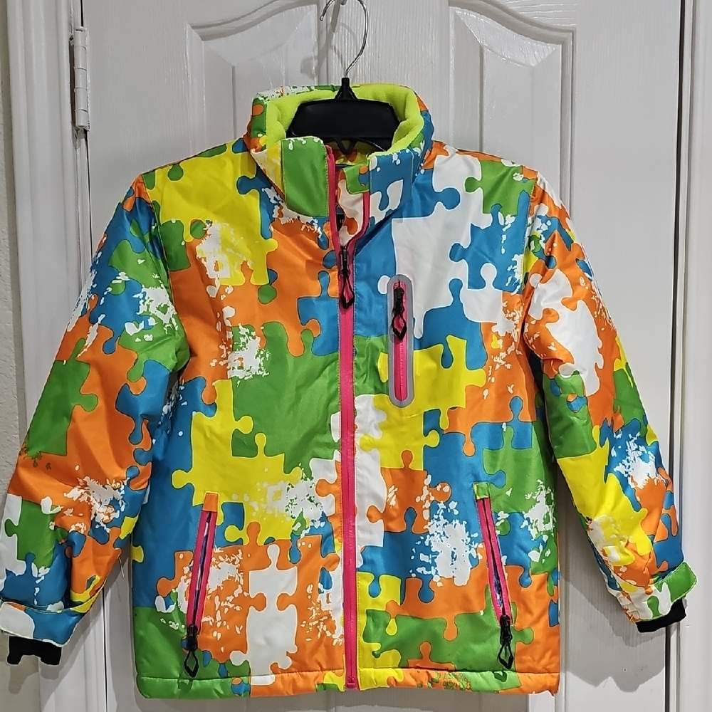 Mutu Snow Colorful Puzzle Pattern Kids Jacket Size 10Y